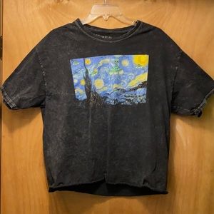 Cropped alien starry night t - shirt